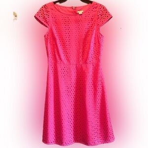 J Crew bright pink flutter sleeve dress Size 4